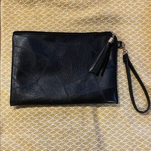 Black Faux Leather Clutch/Wrist Bag